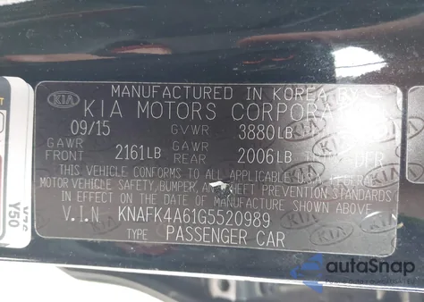 2016 Kia Forte Lx z USA, uszkodzony, nr VIN KNAFK4A61G5520989